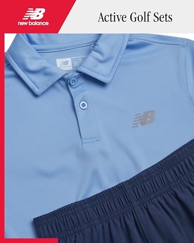 Image of New Balance Boys Short Set - 2 Piece Short Sleeve Collared Golf Boys Polo Shirt & Athletic Shorts for Outdoor Activities