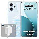 OPPO Reno14 F 5G Smartphone, 8+256 GB, batteria da 6000 mAh, ricarica rapida SUPERVOOC da 45 W, AI Flash Livephoto, Opal blue(caricabatterie incluso)