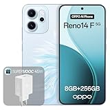 OPPO Reno14 F 5G 8+256GB, AI Android Smartphone (Freigeschaltet), 6,57' 120Hz AMOLED Display, 50+32MP AI Kamera, 6000mAh Akku, IP69 Wasserschutz, Opal Blue (inkl. 45W SUPERVOOC Ladegerät)