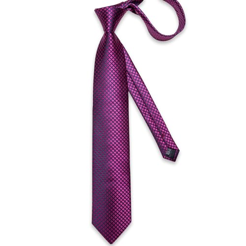 Image of DiBanGu Striped Tie Set for Men Silk Woven Plaid Necktie and Pocket Square Cufflinks Business Wedding
