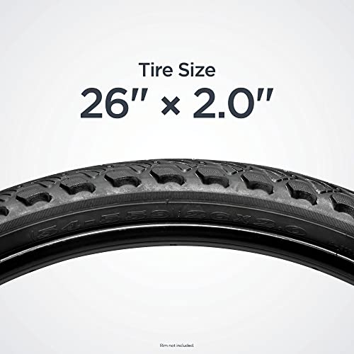 Schwinn Replacement Bike Tire, 26″ x 2.0″ Hybrid Bike Tire, Wider Tread Knob Spacing, Combination Tread, Fits Internal Rim Widths 19mm to 29mm, PSI Range 40 to 65