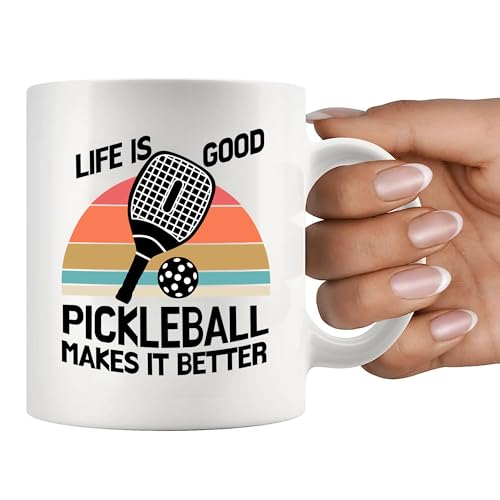 Panvola Life Pickleball Makes it Better Pickleball Gifts Sports Player Dad Mom Uncle Aunt Boyfriend Girlfriend Coach Gifts Novelty Drinkware Ceramic Mug 11 oz White by Panvola - Used condition - Image 8