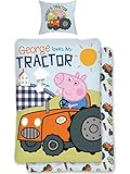 Peppa Wutz Bettwäsche 135x200 80x80 [Reißverschluss] Baumwolle Kinderbettwäsche Traktor Trecker Jungen Bettwäsche Peppa Wutz ÖKO TEX Standard
