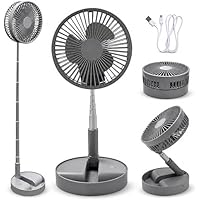 ALAYSTAR Extendable Rechargeable Cordless Cooling Fan &ndash; 7.5" Foldable Desk & Standing Fan with 4 Speeds, LED Display, USB Output Port, Up to 100cm Height, Quiet Portable Fan for Home Office Bedroom