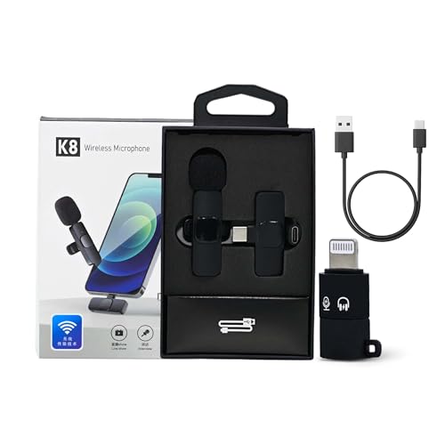 Image of OUTLAND K8 Mic Wireless with Furry, Microphone 2-in-1 Lavalier Mike with Receiver for iPhone /Android Type-C Plug & Play Clip-On Mini Microphone for Recording, YouTube Vlogging, Zoom Meating, Reels