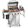 R.W.FLAME 3 Burner Propane Gas Grill, 24,000 BTU Stainless Steel BBQ Grill with Foldable Shelves, Outdoor Grill for Backyard, Patio, and Camping
