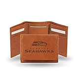 NFL Seattle Seahawks Embossed Leather Trifold Wallet, Tan
