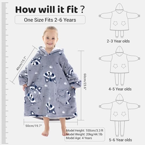 Wearable Blanket Hoodie for Toddlers, Infant 2-6YR Sherpa Blanket Sweatshirt with Pocket, Super Warm Wearable Hoodie Fits 2-6 Years Little Kids Girls Boys - Image 4
