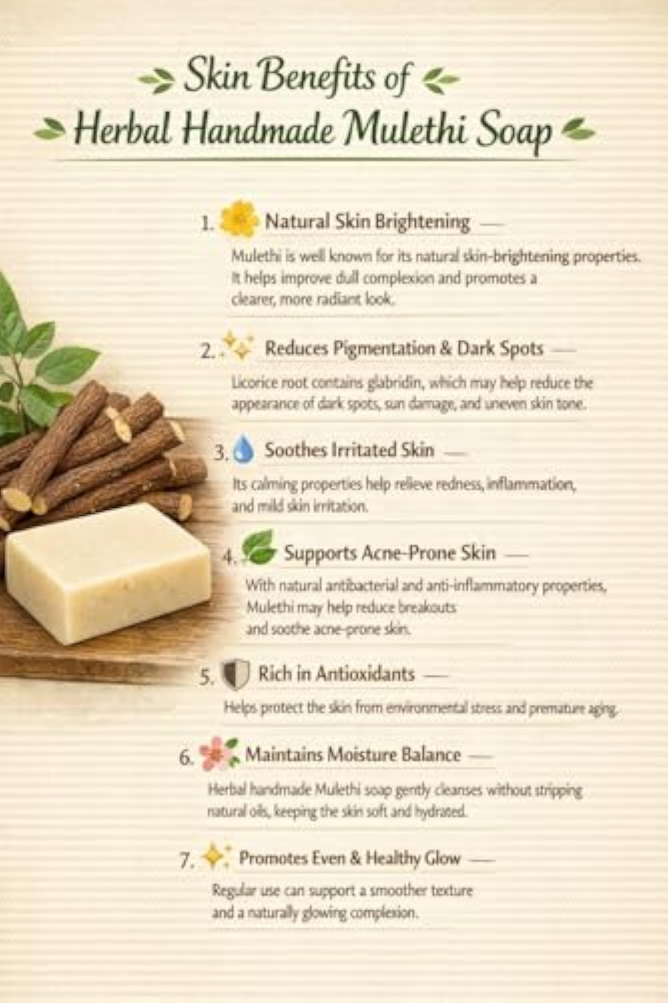 Handmade Mulethi Milk Soap, Brightening & Skin-Soothing
