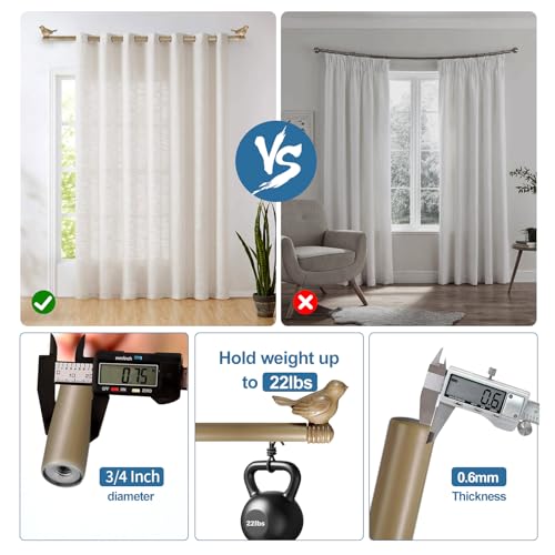 3/4-inch Cute Decorative Bird Adjustable Window Treatment Curtain Single Rod Set, 28" to 48" - Cottage
