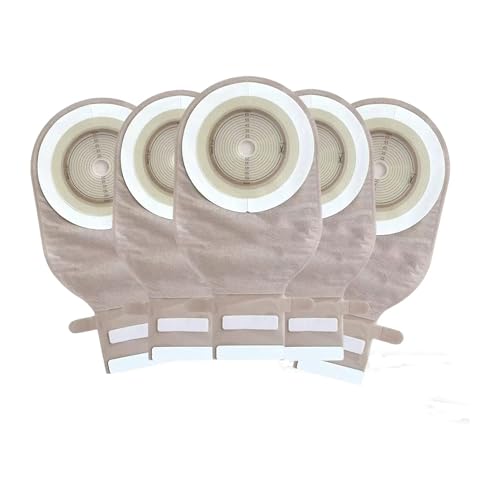 ovand 5 PCS Colostomy Bags One Piece Ostomy Bag Ostomy Supplies Drainable Ostomy Pouch with Closure for Ileostomy Stoma Care 20mm-65mm Cut-to-Fit