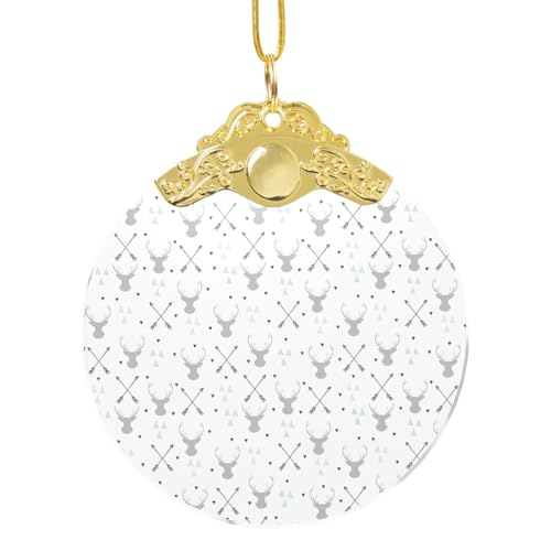 RRhgipp Flechas de caza, triángulos, ciervo, cristal, redondo, árbol de Navidad, regalo para amigos, decoración del hogar, fiesta de Año Nuevo 2025