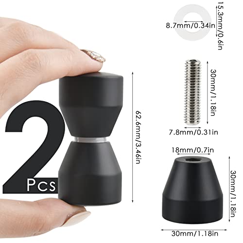 FOROREH 2 Stück Duschtürknöpfe Badewannentürgriff Edelstahl Duschtürgriff Türknauf Ausstattungstürgriff Doppelknöpfe Schwarz Matt für Duschtür Glastüren