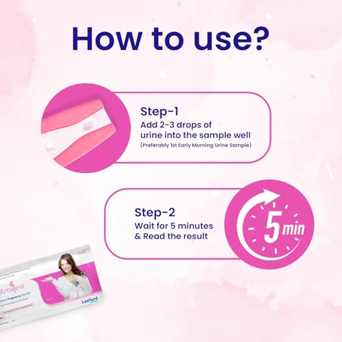 Image of Leeford Amigest Pregnancy Test Kit |1 Step HCG Urine Test | At Home Pregnancy Test Kit | Accurate Result in 3 to 5 Minutes | Home Pregnancy Check | Single-Use Device with Dropper (Pack of 3)