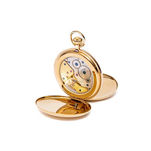 Rapport London, Double Hunter Style Pocket Watch Gold Plated #TOP2