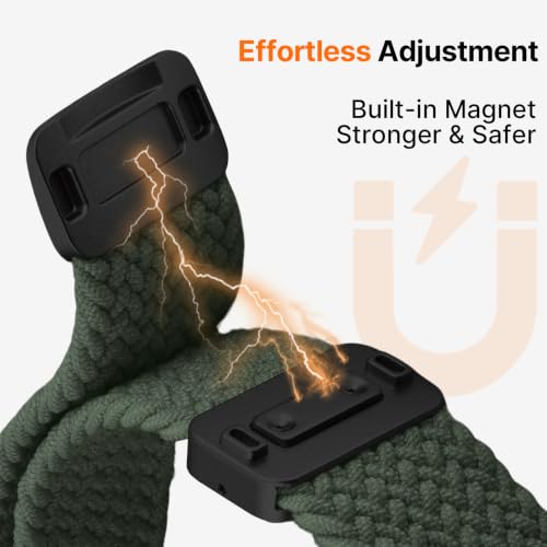 Image of Fullmosa 2 Packs Magnetic Braided Watch Bands - 18mm 20mm 22mm Quick Release Replacement Wristband, Stretchy Nylon Solo Loop Compatible with Traditional and Smartwatches for Men Women