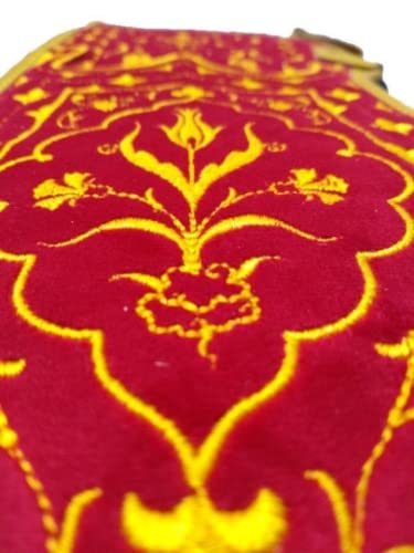 Archery Quiver Turkish Traditional Horseback Archery Hip Quiver Fabric Tirkes Motifs Knight Belt Quiver, Medieval Fantasy Red&Yellow Color Traditional Archery Gift for Archers (Red), 28 inch