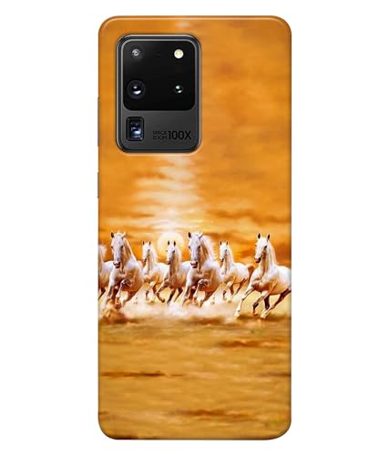 Image of Horse Running Painting Printed Hard Back Case Cover Compatible for Samsung Galaxy S20 Ultra (Multicolor) - D1667