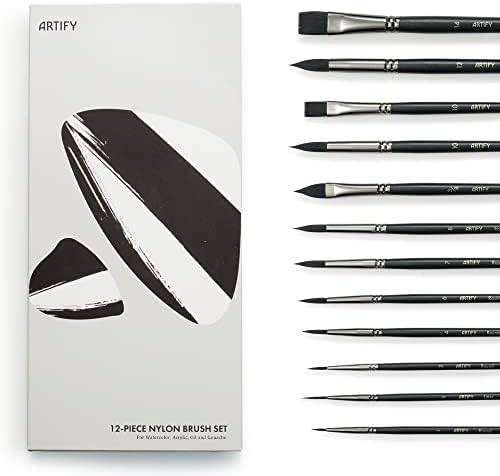 Elan Aquarell Pinsel Set 12-tlg. - Synthetik Marderhaar Für Künstler