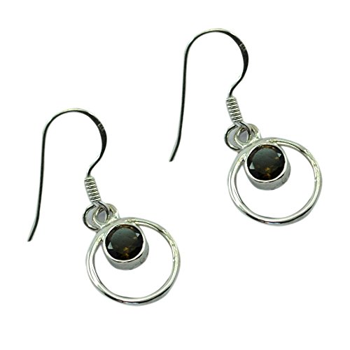Pendientes de cuarzo ahumado plata de ley 925 joyería de moda mujer 2