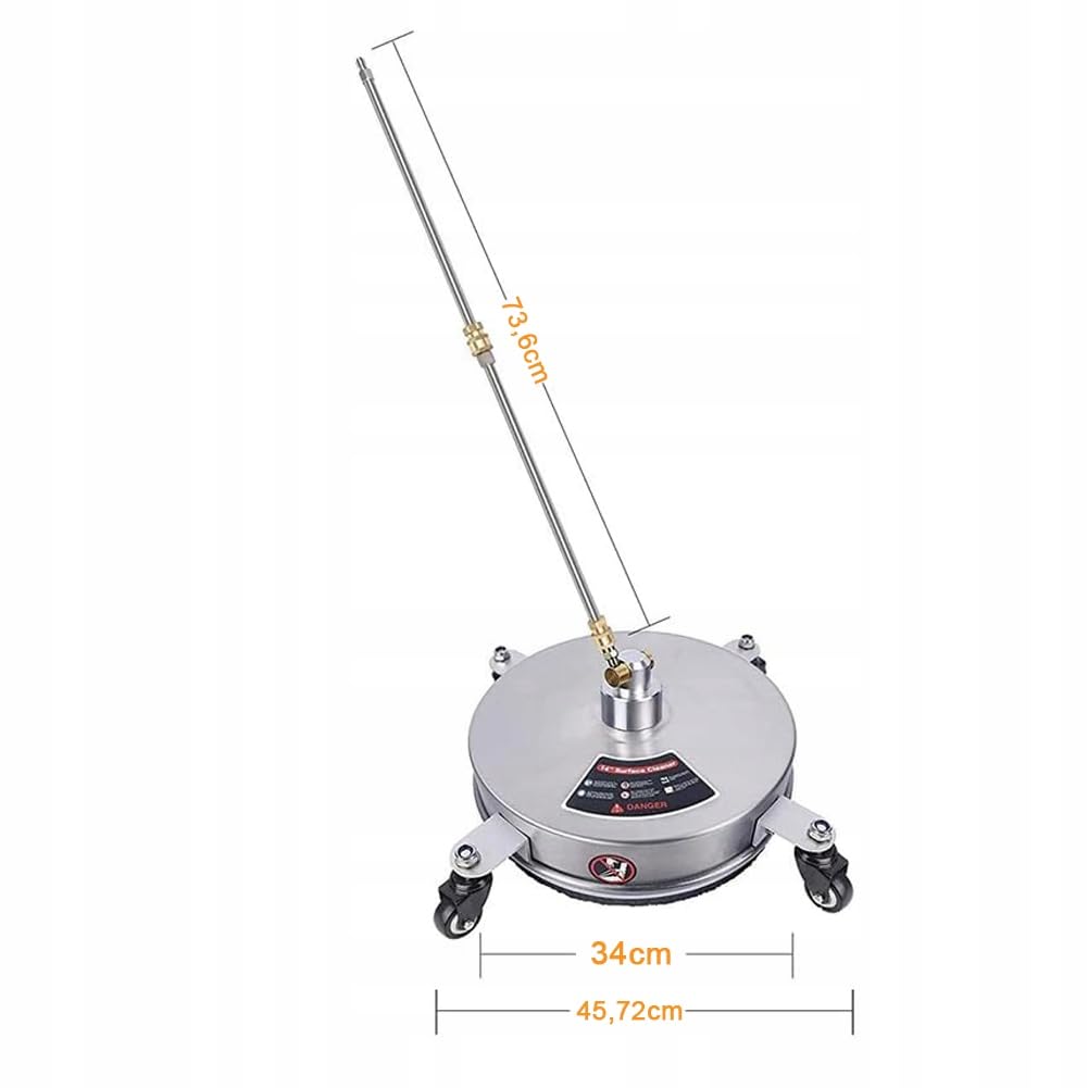 Rosfix Zestaw szczotek T-Racer 34 cm ze stali nierdzewnej – obrotowa głowica 275 bar, szybkie mocowanie 1/4", 60°C | czyszczenie podłóg, ścian, płytek | akcesoria do myjki wysokociśnieniowej