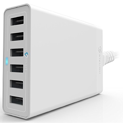 Desktop Charger: Stalion® Multiple USB Hub 6-Port Portable Charger (Ceramic White) with Smart Technology Universal for iPhone 6s Plus iPad Air Mini Pro Galaxy S6 Edge+ Samsung Galaxy Note 5