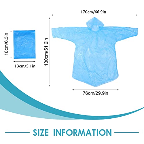 ELECDON Rain Ponchos for Adults Disposable Plastic Raincoats, and Family Rain Ponchos with Drawstring Hood Disposable Emergency Ponchos Perfect for Camping, Hiking & Travel (30g/pcs)