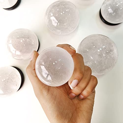Image of Clear Quartz Sphere Ball 100-150 Gm for Reiki, Meditation & Vastu | Natural Healing Crystals for Mental Clarity, Emotional Balance & Focus | Decorative Crystal Figurine for Spiritual Decor & Gifting