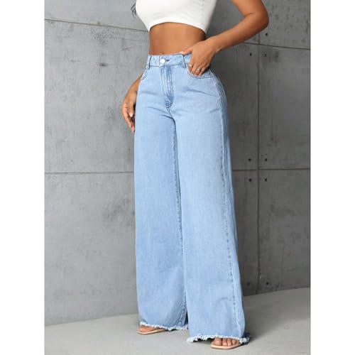Women's Low Rise Wide Leg Jeans Raw Hem Straight Baggy Denim Pants Casual Loose Boyfriend Mom Jean Trouser4