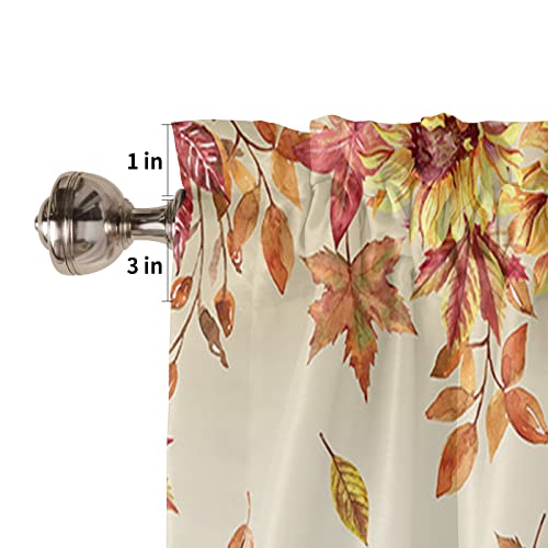 Pumpkin with Maple Leaves Valance Curtains for Kitchen or Bathroom, Valances Window Treatment Rod Pocket Drape 54x18inch Light Filtering Living Room Bedroom Decor Fall Thanksgiving - Image 3