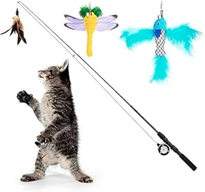 Pawaboo Caña Retráctil con Plumas