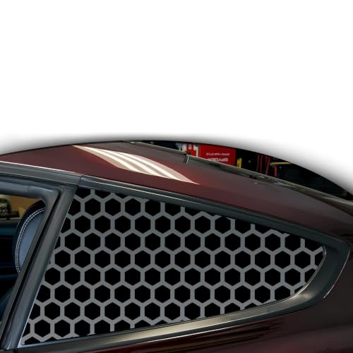 Image of Rear Quarter Window Honeycomb-Shaped Decals for Car SUV Trucks | Universal Matte Black Honeycomb-shaped Side Window Vinyl Stickers, Free Installation Tools (A Pair)