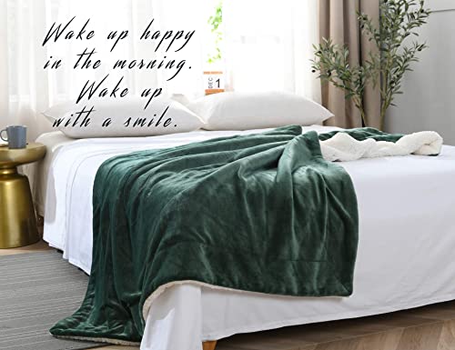 Nanpiper Throw Blanket Reversible Sherpa Flannel Blanket Super Soft Fuzzy Plush Fleece Microfiber For Bed/Couch(60"X80",Olive Green) #TOP6