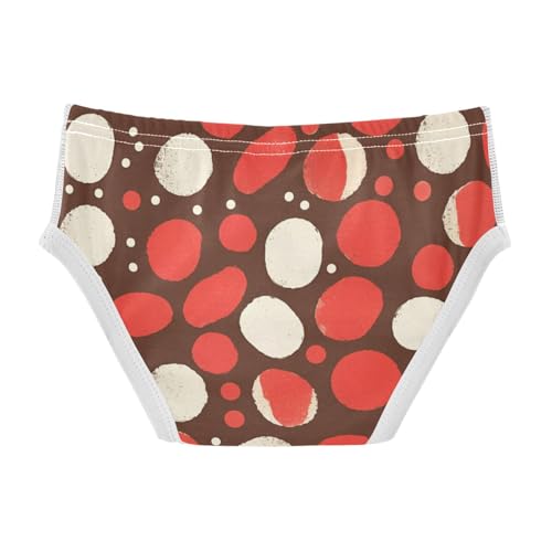 KLL White Polka Dot Red Background Chestnut Toddler Boys' Comfort Briefs Cute Children Undies2