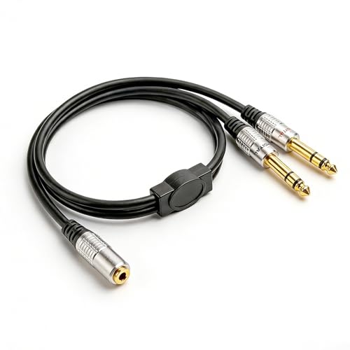 Jetstream Adaptateur Femelle Jack 3,5mm vers 2x Mâle 6,35mm, Mono Câble Audio Mini 3,5 Stereo Connecteurs, Câble 3,5mm (1/8