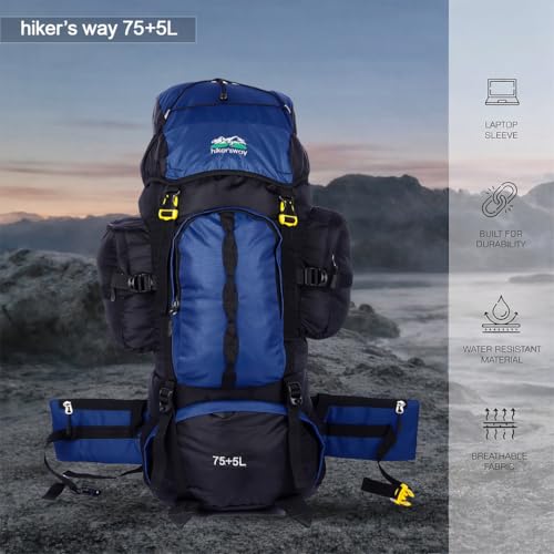 Image of hiker's way 75+5 Ltrs Rucksack bags Rucksacks for men Trekking bags for men backpacks Travelling Bag For men and women with waterproof compartment with rain cover