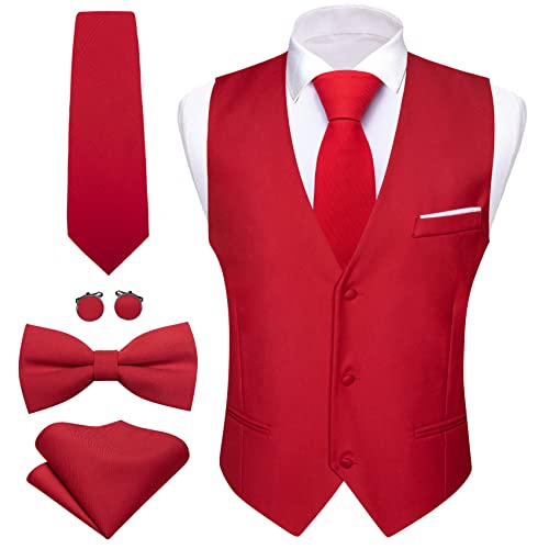 Costume rouge col en V pour homme ensemble ajusté anti-pli style décontracté XL