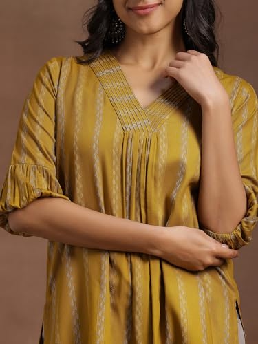 Image of Libas Woven Design Rayon Straight Kurti for Women
