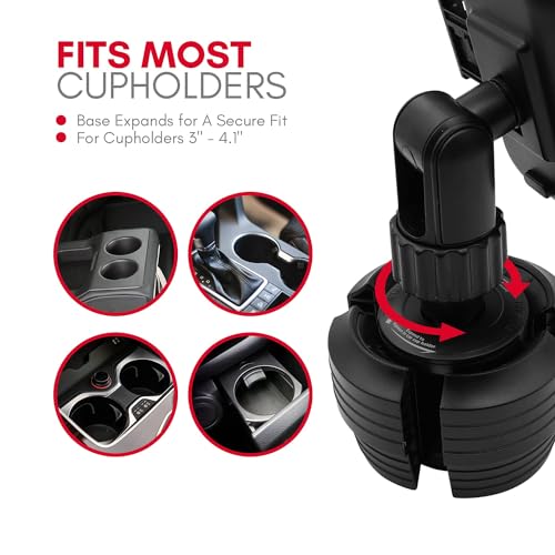 Macally Cup Holder Mount - Universal Car Phone Holder for iPhone, Samsung & Smartphones