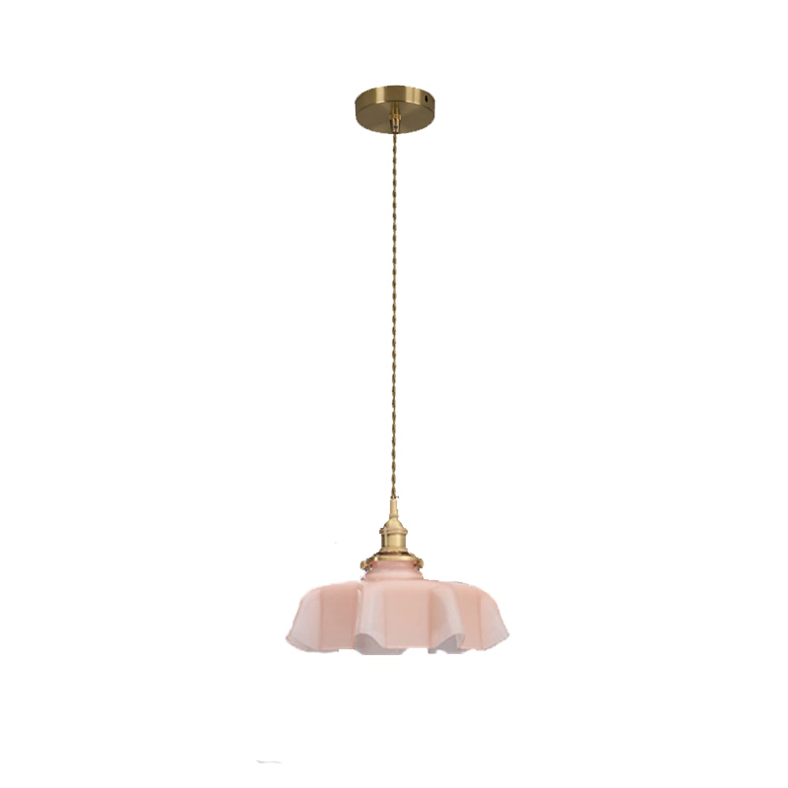 NICRX 250mm Pink Flower Glass Pendant Light, Gold Brass & Glass Hanging Lamp with Turn on/Off Switch Ceiling Light for Island (Pink)
