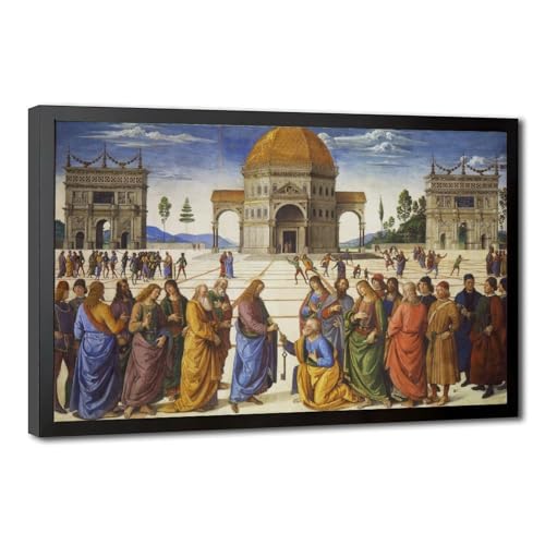Toile d'art Delivery of The Keys Pietro Perugino cadre suspendu 61x91