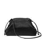 KingTo Clutch Purses for Women, Soft Cloud Bag Fashion Dumpling with Ruched Pouch Handbag for Crossbody Shoulder (black)