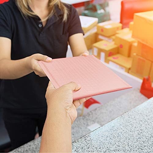 Switory 50Pcs Poly Bubble Mailers, 15.3x22.9cm Padded Envelopes Bulk, Bubble Lined Wrap Polymailer Bags for Shipping/Packaging/Mailing Self Seal Sakura Pink (Inside Size: 15.3x22.9)