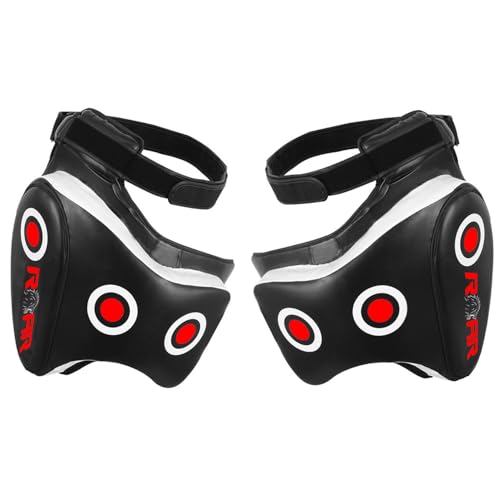 ROAR-INT MMA Thigh Pad Kickboxing Muay Thai Pads Boxing Leg Guard MMA, Punching, Taekwondo, Martial Arts Training Kick Leg Protector Guard (White-Black, Pair)