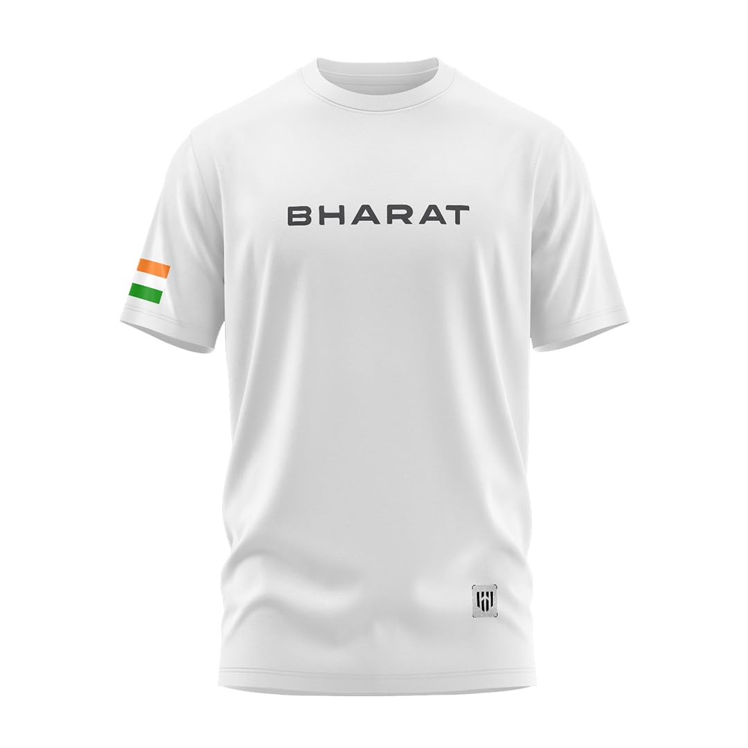 Aero ArmourBharatiya Printed Unisex Regular Fit 100% Cotton T-Shirt | Round Neck | White
