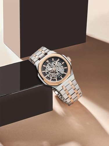 Image of French Connection Autaros Skeleton Dial Stainless Steel Automatic Watch for Men - FCA31RTM