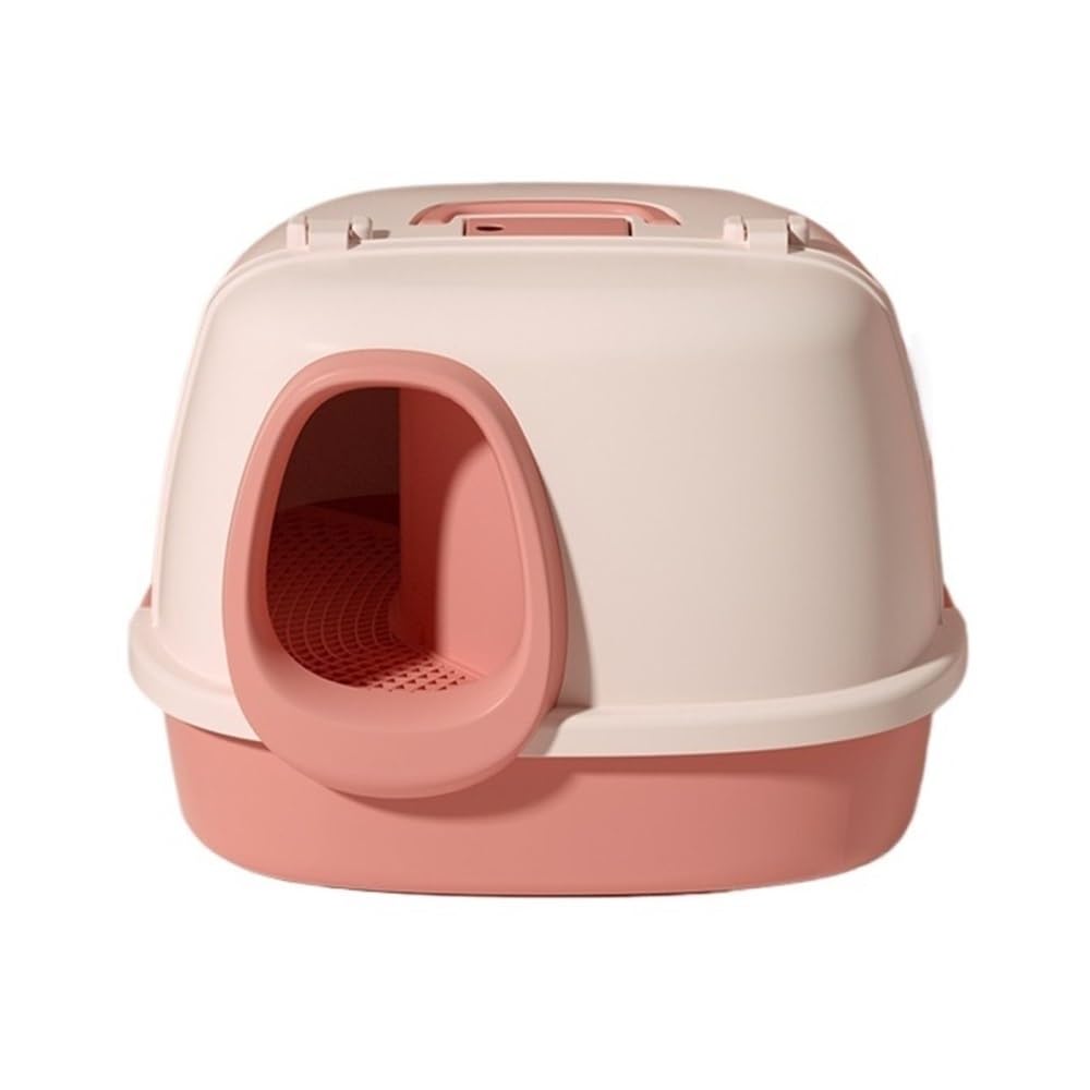 Artykuły dla zwierząt, Zamknięta kuweta dla kota z pedałem i łopatką, łatwa w czyszczeniu duża toaleta(Pink)