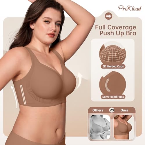 Image of ProKloud Jelly Bras for Plus Size Women Wireless Full Coverage No Underwire | Seamless Supportive Push UP Bra,Back Smoothing for Older Women,Soft Gel Minimizer Bralette for Large Breasts,Semi-Fixed Pads