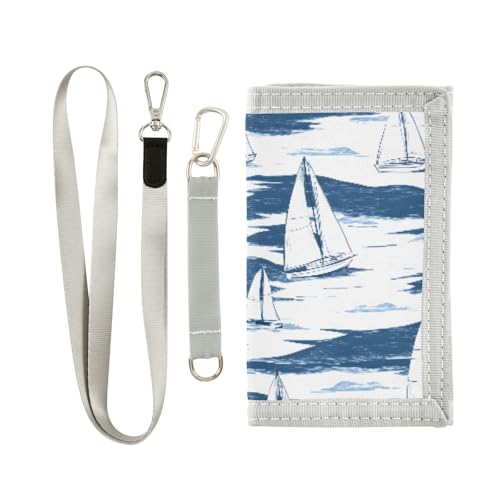 ALAZA Kids Wallets for Boys Girls Toddler Trifold Wallet Children Small Sail Boat with Zipper Coin Pocket