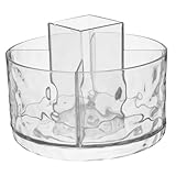 BATHVEVE 透明氷川紋転格メイクブラシ収納ペン立て デスクトップ用化粧品整理 オーガナイザー コスメ収納 転メイクブラシスタンド